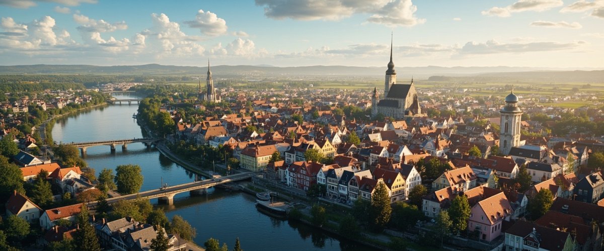 Painterly banner illustration of Obernburg am Main