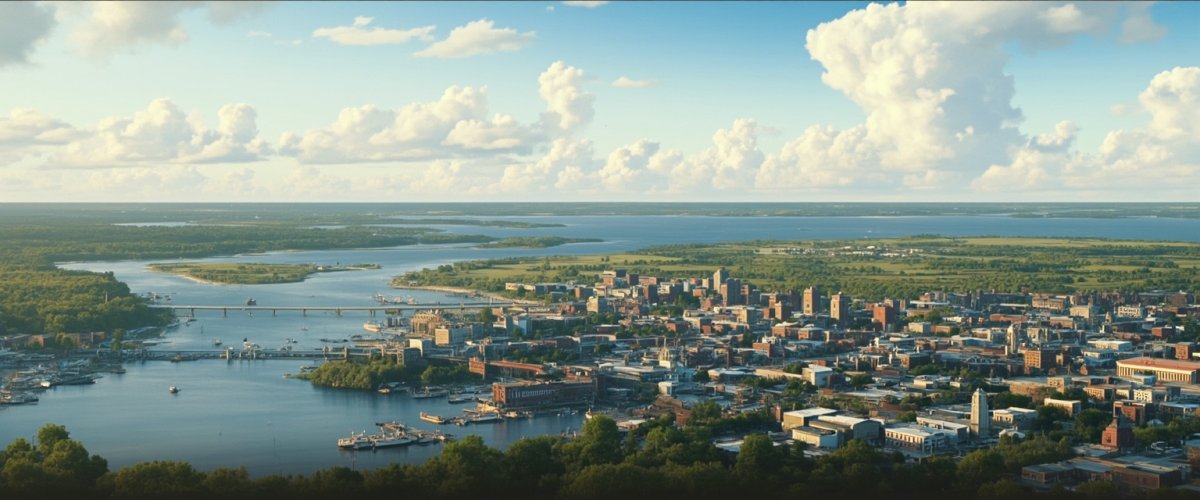 Painterly banner illustration of Ogdensburg