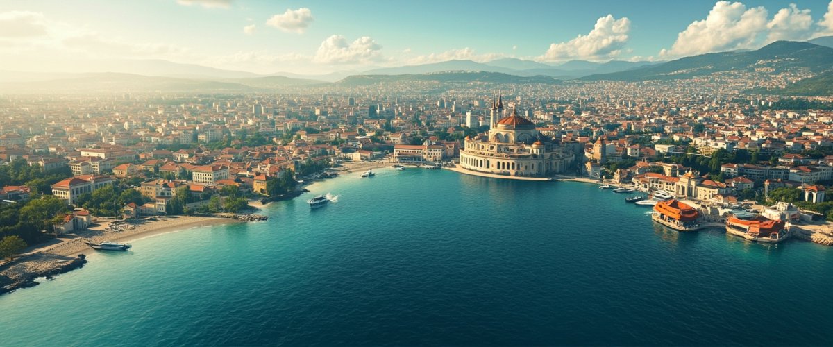 Painterly banner illustration of Oraş Turceni