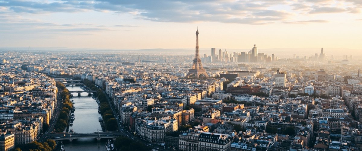 Painterly banner illustration of Paris
