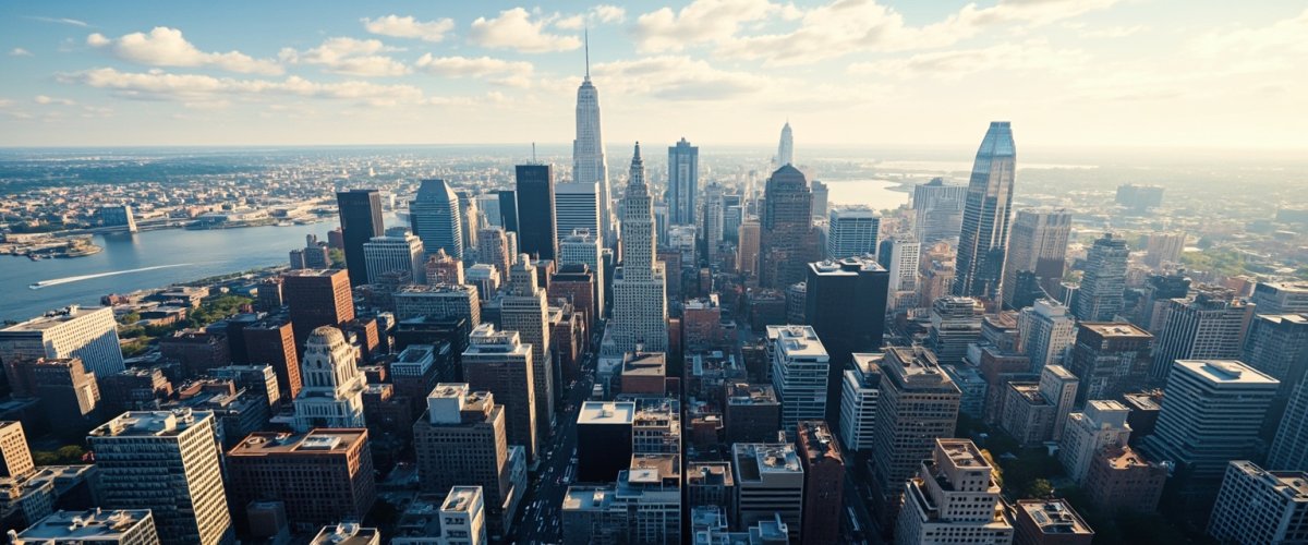 Painterly banner illustration of Philadelphia