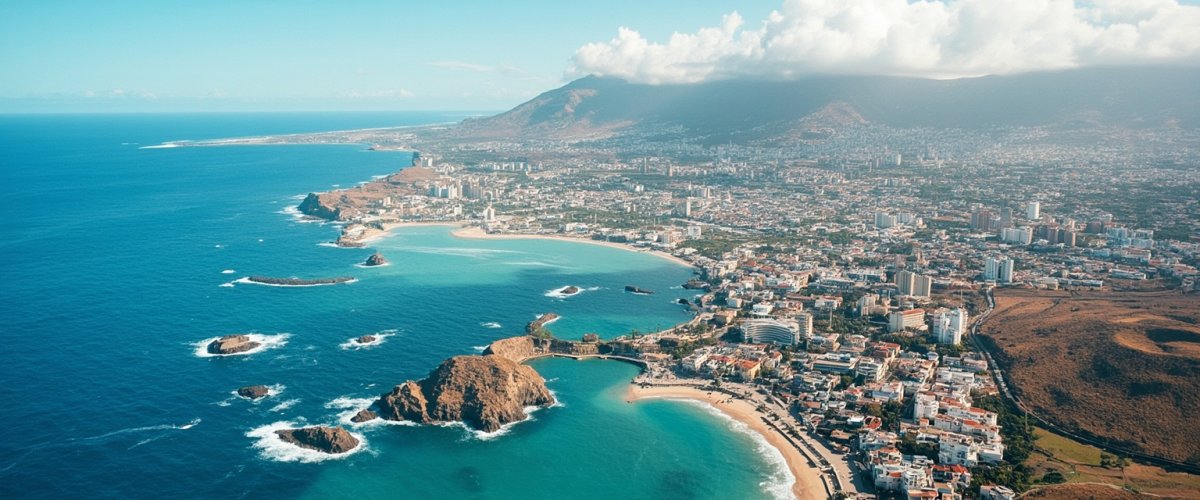 Painterly banner illustration of Playa de las Américas