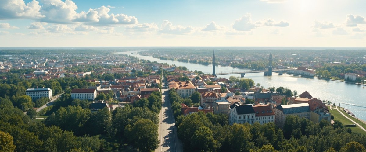 Painterly banner illustration of Polkowice