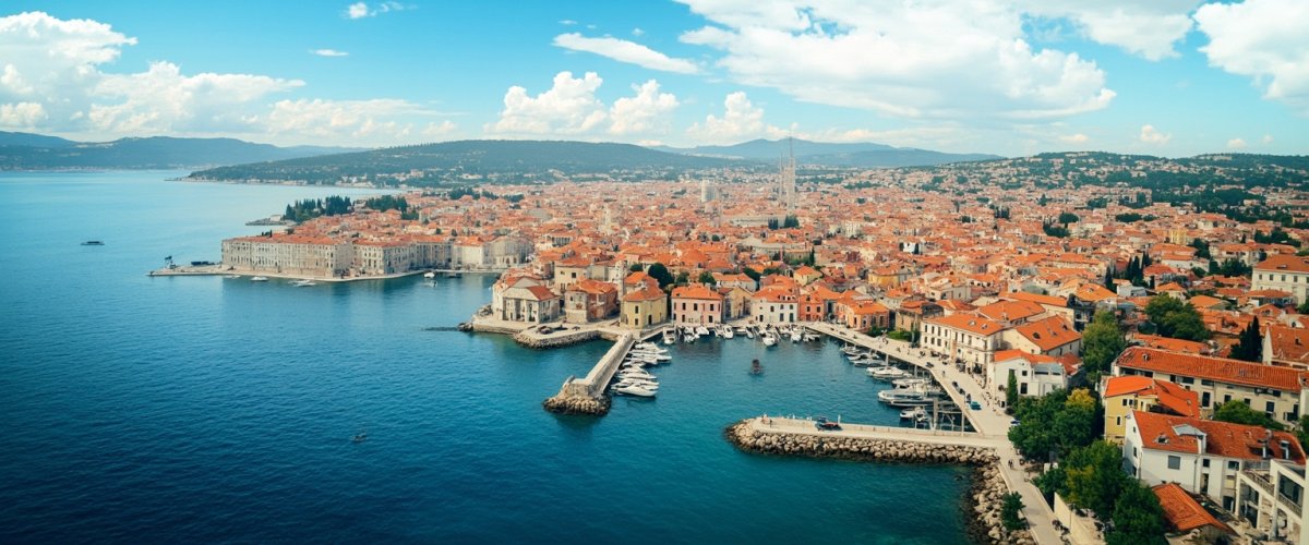 Painterly banner illustration of Poreč