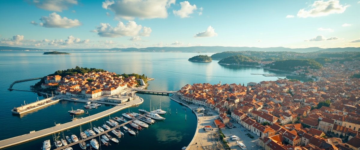 Painterly banner illustration of Poreč-Parenzo