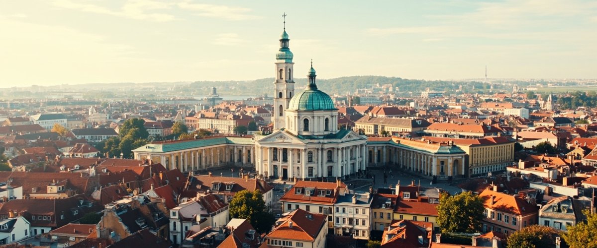 Painterly banner illustration of Poznań