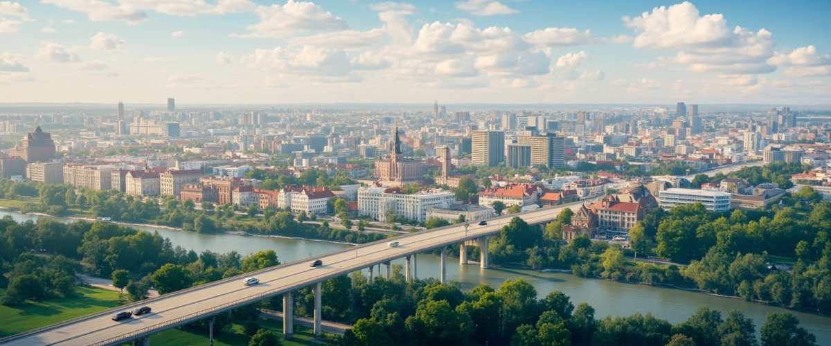 Painterly banner illustration of Przasnysz
