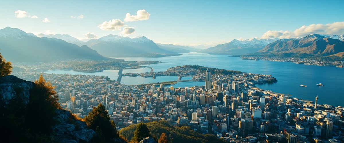 Painterly banner illustration of Queenstown