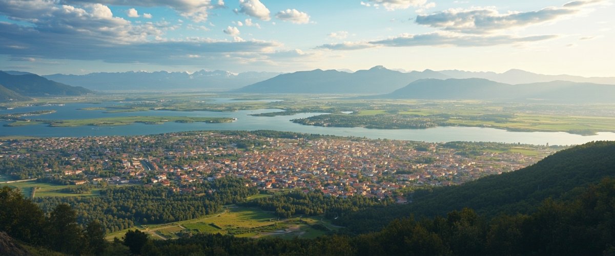 Painterly banner illustration of Roșia Montană