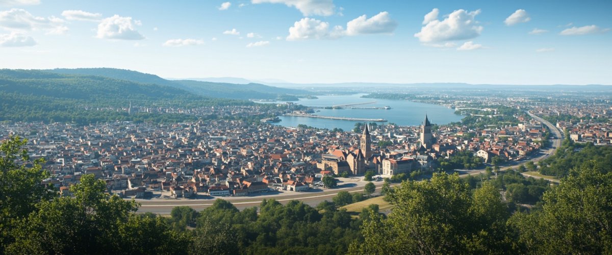 Painterly banner illustration of Sault-Brénaz