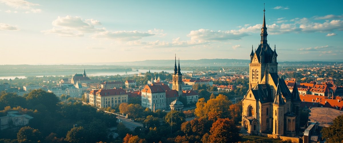 Painterly banner illustration of Târnăveni