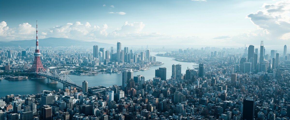 Painterly banner illustration of Tokyo