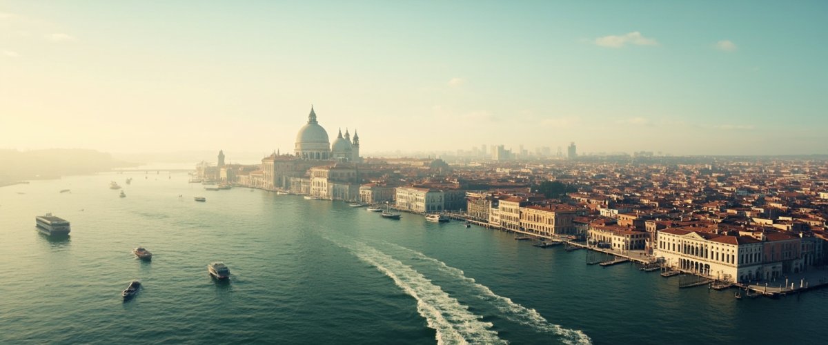 Painterly banner illustration of Venice