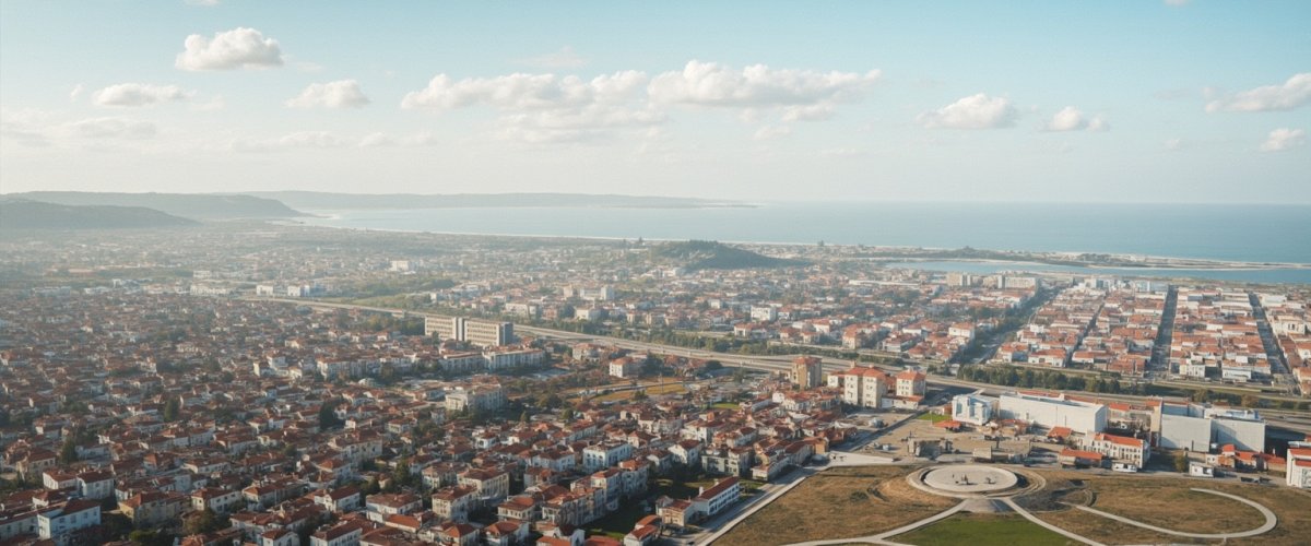 Painterly banner illustration of Vila Nova de São Pedro