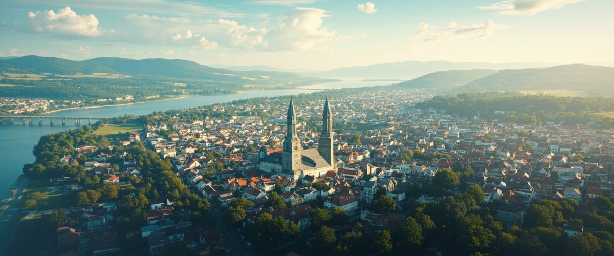Painterly banner illustration of Villacher Vorstadt