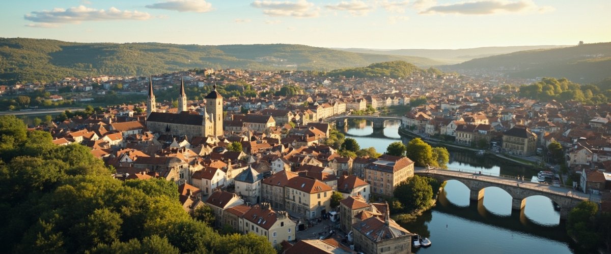 Painterly banner illustration of Villemur-sur-Tarn