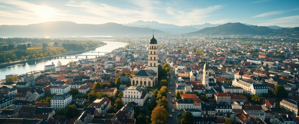 Painterly banner illustration of Weißkirchen in Steiermark