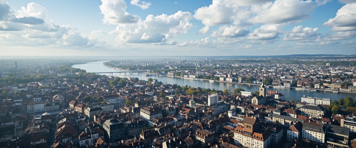Painterly banner illustration of Zürich (Kreis 3) / Alt-Wiedikon