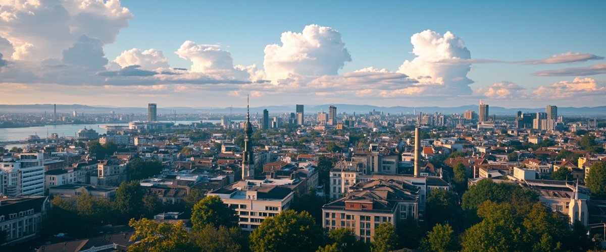 Painterly banner illustration of Zürich (Kreis 7) / Hirslanden